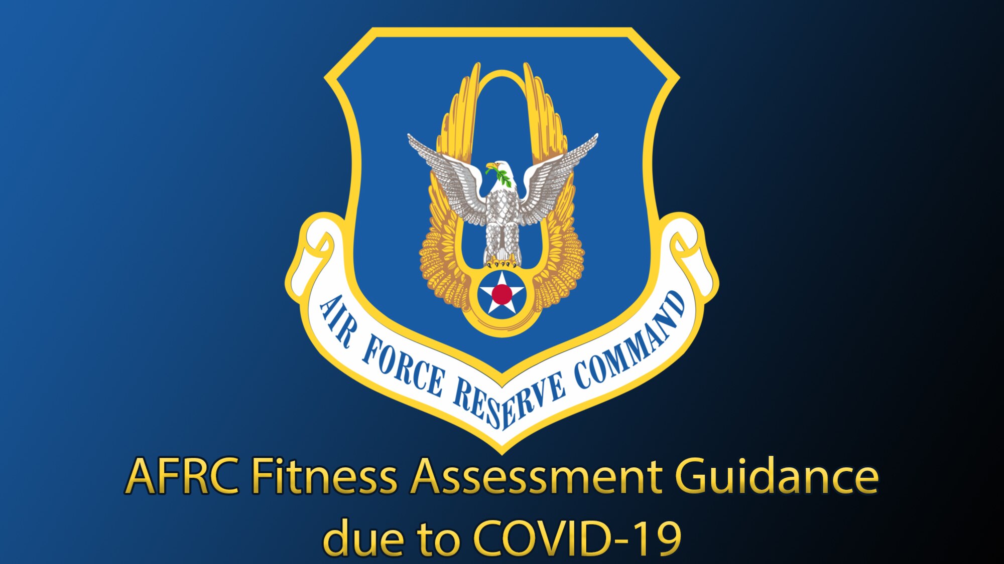 Graphic with AFRC shield and text which reads AFRC Fitness Assessment Guidance due to COVID-19