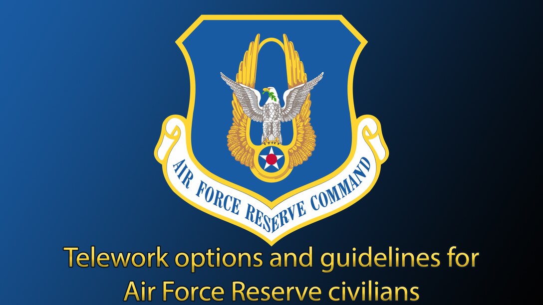 Graphic with AFRC shield and Telework options and guidelines for AFRC civilians text