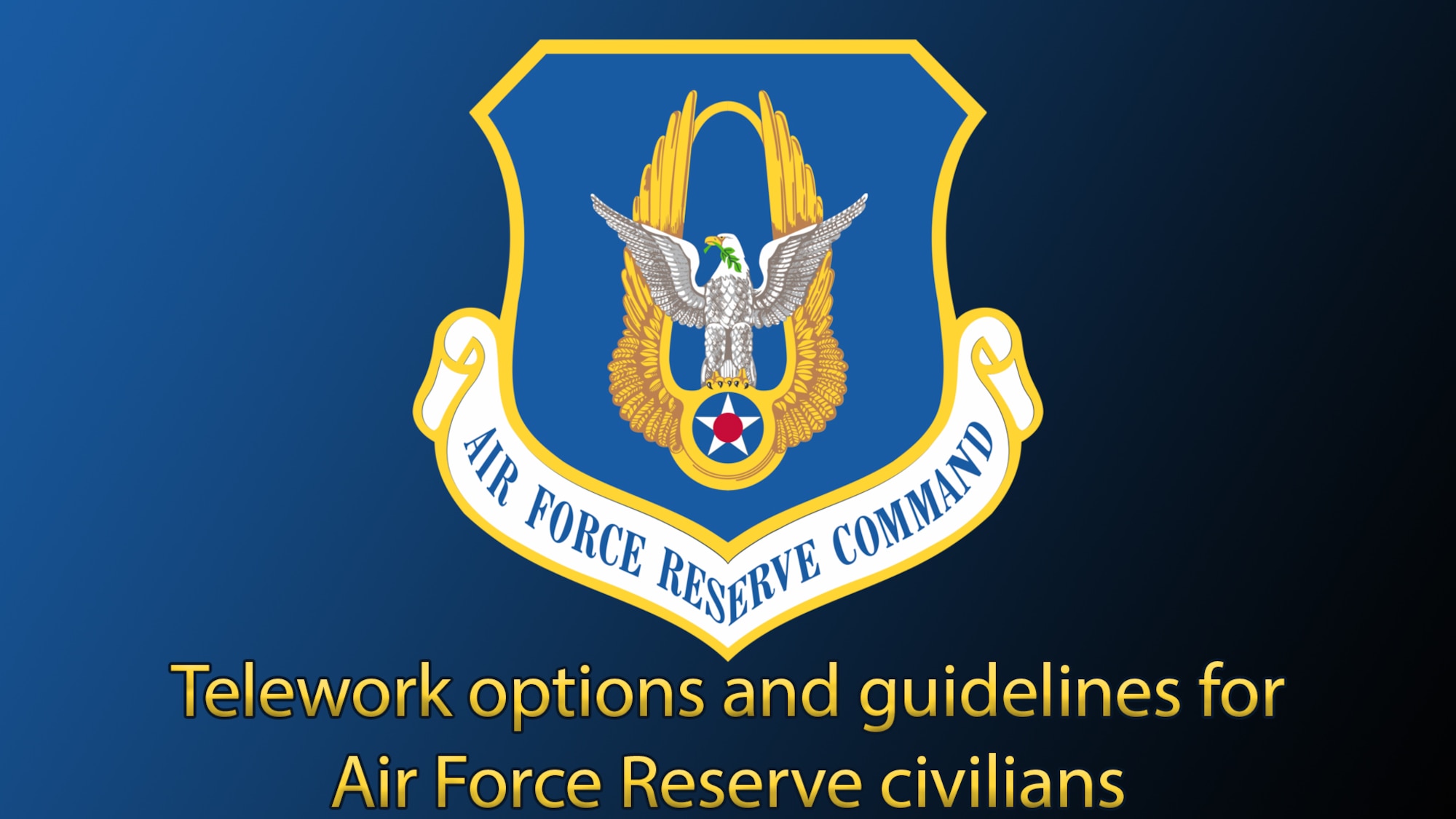 Graphic with AFRC shield and Telework options and guidelines for AFRC civilians text