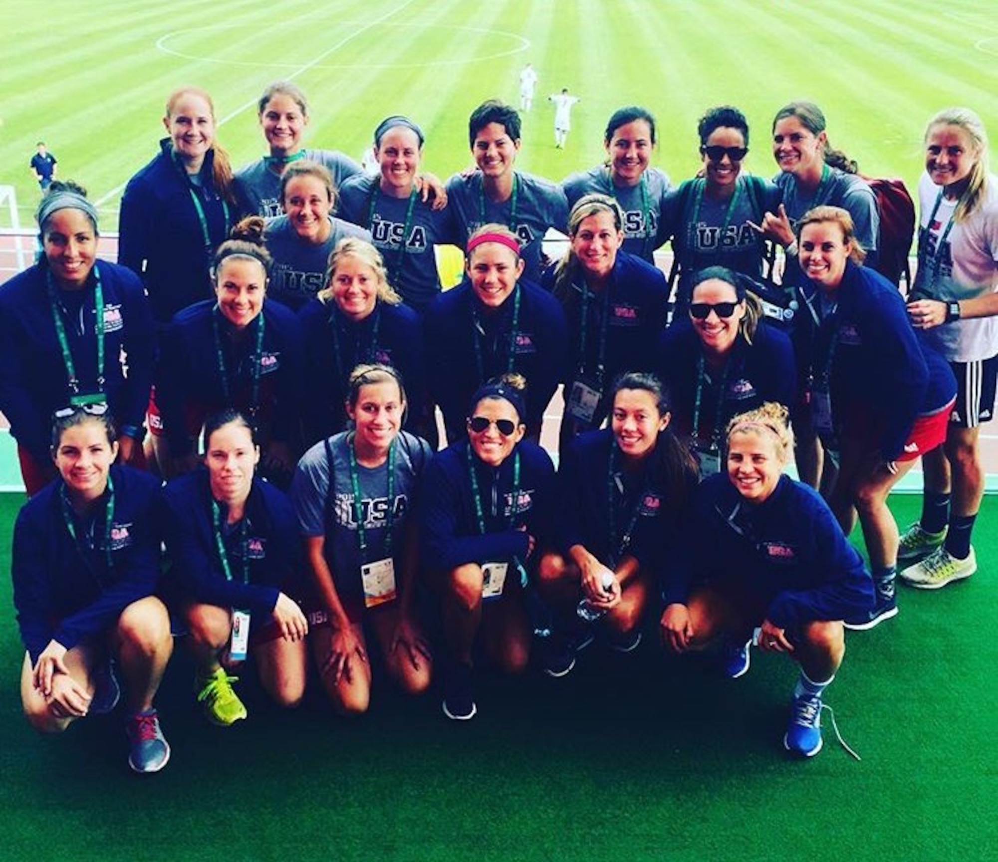 2nd Lt. Alyson Gleason stands with the U.S. Armed Forces soccer team at the Military Olympics in South Korea. Gleason, now a U.S. Air Force captain and Space Enhancement Officer, Director of Space Forces Staff, U.S. Air Forces Central Command was captain of the soccer team. (Courtesy Photo)