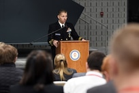 U.S. Navy Rear Adm. Richard Correll, U.S. Strategic Command (USSTRATCOM) director of plans and policy, kicks off the fifth annual Deterrence and Assurance Academic Alliance Conference at Iowa State University in Ames, Iowa, March 11, 2020. Over 100 participants attended the two-day event, themed Deterrence: Theory to Application, A Cyclone of Challenges. The event featured student panel presentations, tours and demonstrations, a national security job fair, and a four-hour USSTRATCOM-led tabletop exercise, which simulated a strategic level national security crisis to test their analytic expertise.