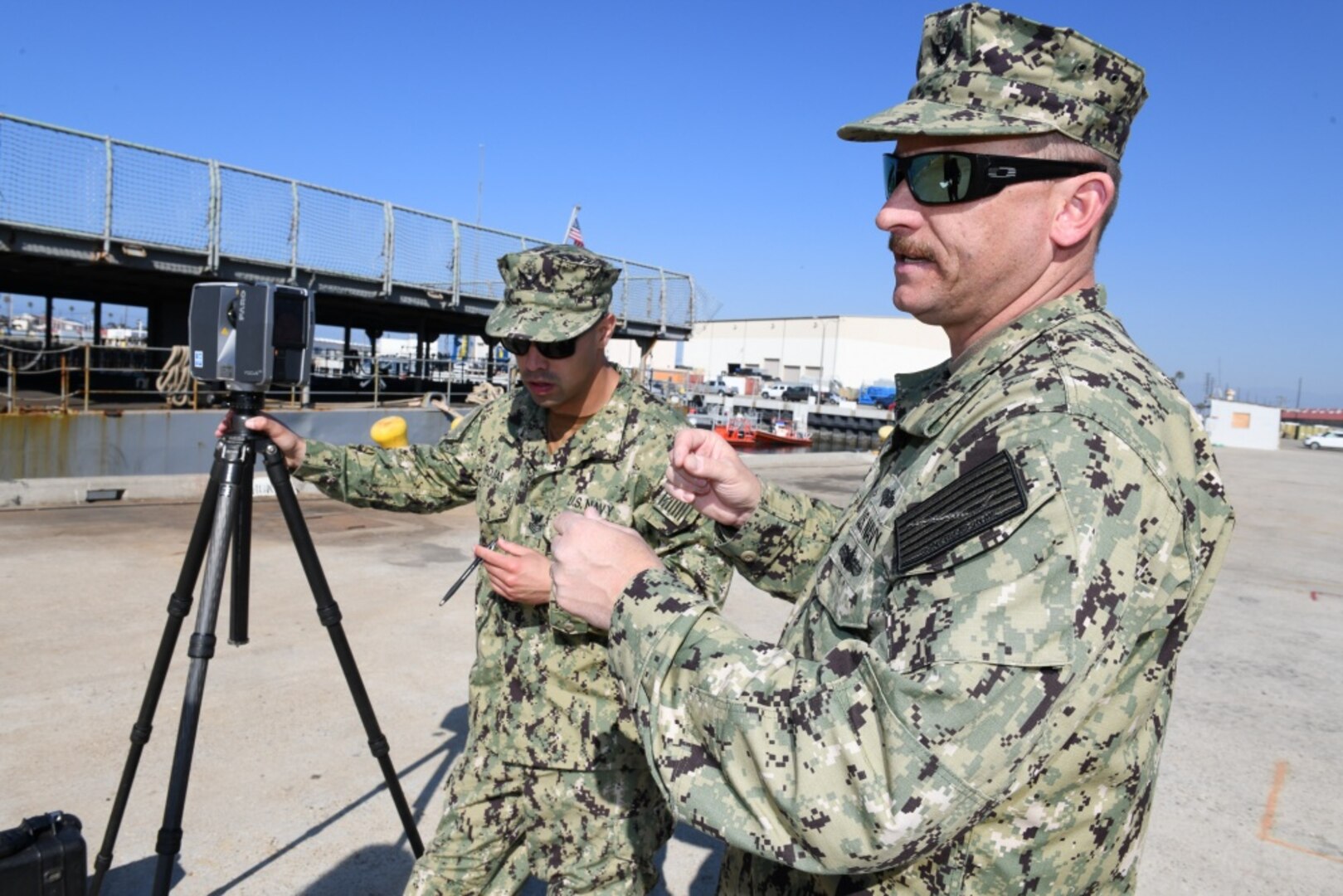 LIDAR scanning the Self Defense Test Ship at Naval Surface Warfare Center