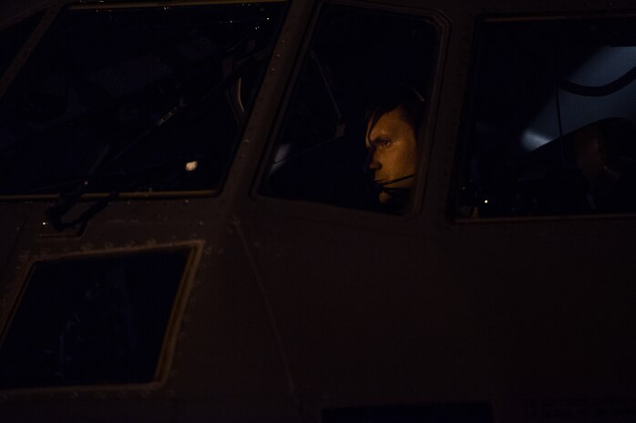 Capt. Tom Swinchoski, 39th Airlift Squadron pilot assigned to Dyess Air Force Base, Tx., performs post-flight checks at Joint Base Charleston, S.C., March 20, 2020.