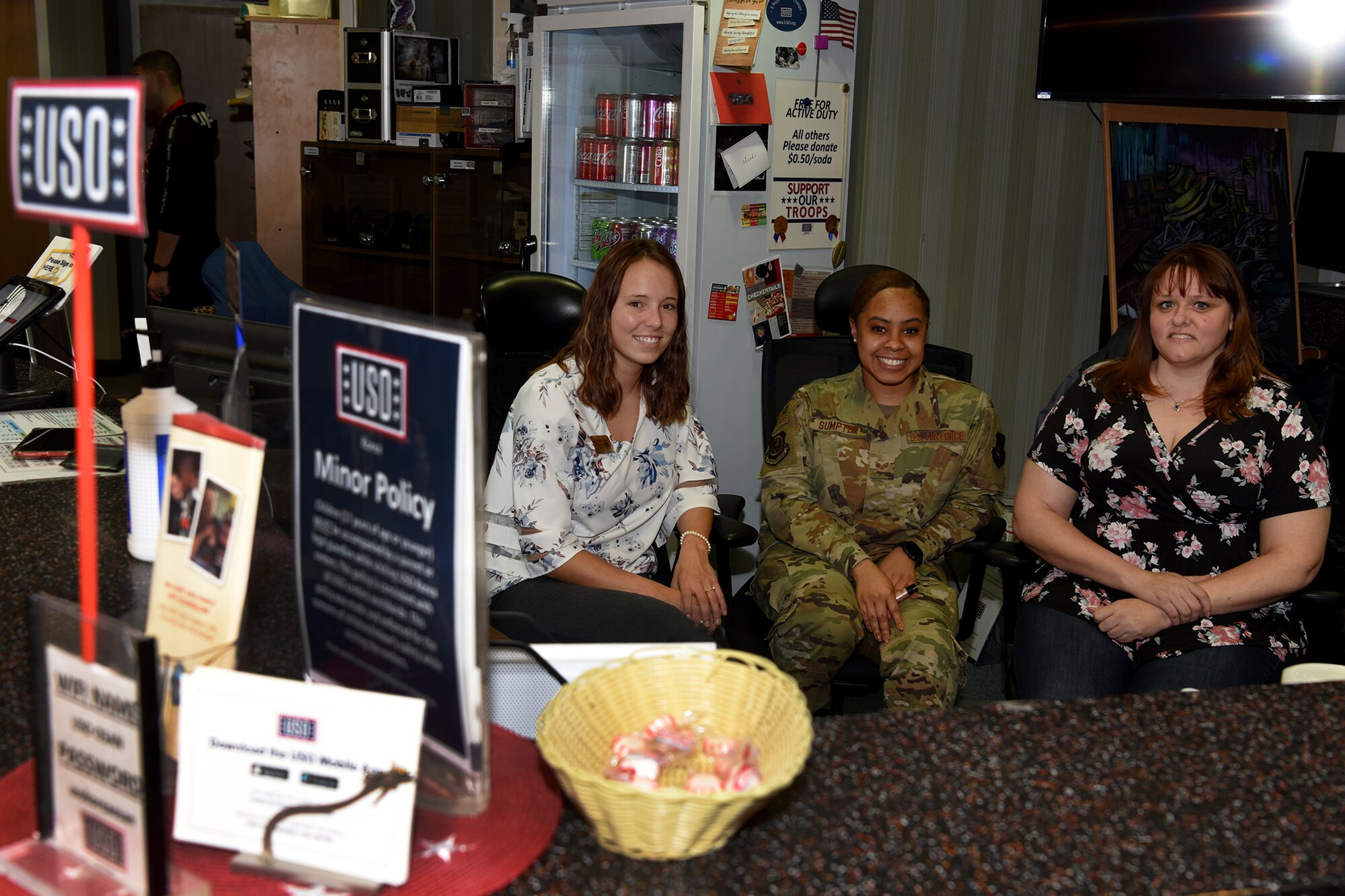 Sumpter volunteers at the Osan Air Base USO by cooking food, planning programs and cleaning the facility for base residents to enjoy.