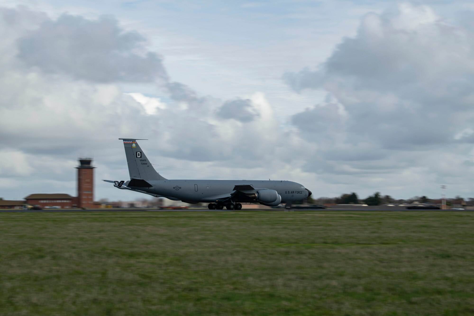 A KC-135 Stratotanker assigned to the 351st Air Refueling Squadron takes off in support of Bomber Task Force Europe at RAF Mildenhall, England, March 20, 2020. This training with NATO allies and theater partner nations contributes to enhanced resiliency and interoperability and builds enduring relationships necessary to confront the broad range of global challenges. (U.S. Air Force photo by Staff Sgt. Luke Milano)