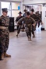 Drill instructors with Kilo Company, 3rd Recruit Training Battalion, begin the Senior Drill instructor Inspection at Marine Corps Recruit Depot, San Diego, March 19, 2020. Throughout Recruit Training, recruits undergo numerous inspections culminating in their Battalion Commander inspection which takes place just prior to graduation. (U.S. Marine Corps photo by Lance Cpl. Zachary T. Beatty)