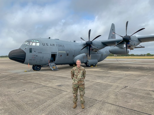 Tech. Sgt. Victoria Kinman is a 403rd Aircraft Maintenance Squadron crew chief and works on the WC-130J Super Hercules aircraft at Keesler Air Force Base, Miss. As of March 20, 2020, Kinman is one of three 403rd Wing female dedicated crew chiefs who have their names displayed on the aircraft. She has supported three hurricane and atmospheric river seasons. She said her favorite part of her career are the opportunities to travel. (U.S. Air Force photo by Tech. Sgt. Christopher Carranza)