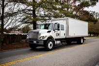 JOINT BASE LANGLEY-EUSTIS, Va. (March 23, 2020) Joint Task Force Civil Support personnel drive a box truck as part of a routine vehicle roll out.