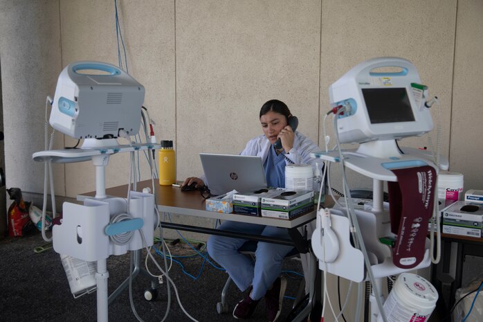 Medical personnel aboard Marine Corps Base Hawaii have been proactive with preparing and applying preventative measures due to COVID-19, Kaneohe Bay Branch Health Clinic, MCBH, March 23, 2020. (U.S. Marine Corps photo by Lance Cpl. Samantha Sanchez)
