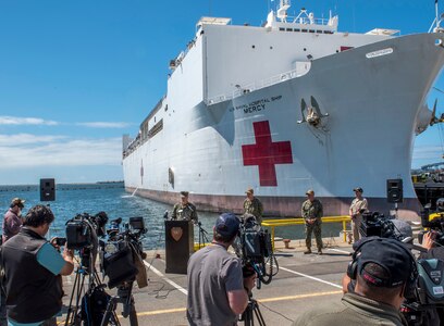 USNS Mercy Departs San Diego