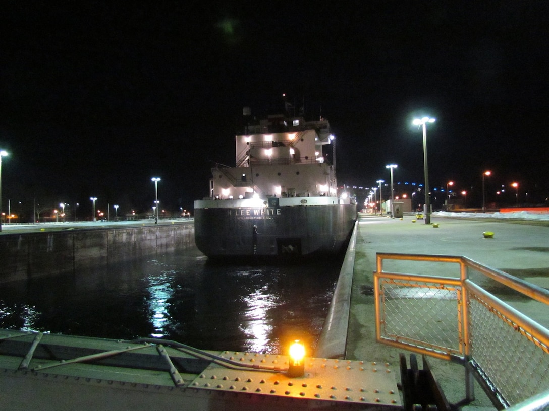 The U.S. Army Corps of Engineers, Detroit District, announces the Soo Locks in
Sault Ste. Marie, Mich., opened today Monday, March 25, marking the beginning of the 2020 Great Lakes shipping season.

The up-bound Motor Vessel H. Lee White, 704-foot long freighter, is the first ship to enter the Poe Lock. It is coming from Sturgeon Bay, Michigan and headed to Superior, Wisconsin to load cargo.