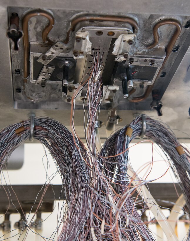 Schmidt-Boelter heat flux gauges sit in a calibration machine Jan. 15, 2020, in the Aerothermal Calibration Laboratory at Arnold Air Force Base, Tenn. (U.S. Air Force photo by Jill Pickett)
