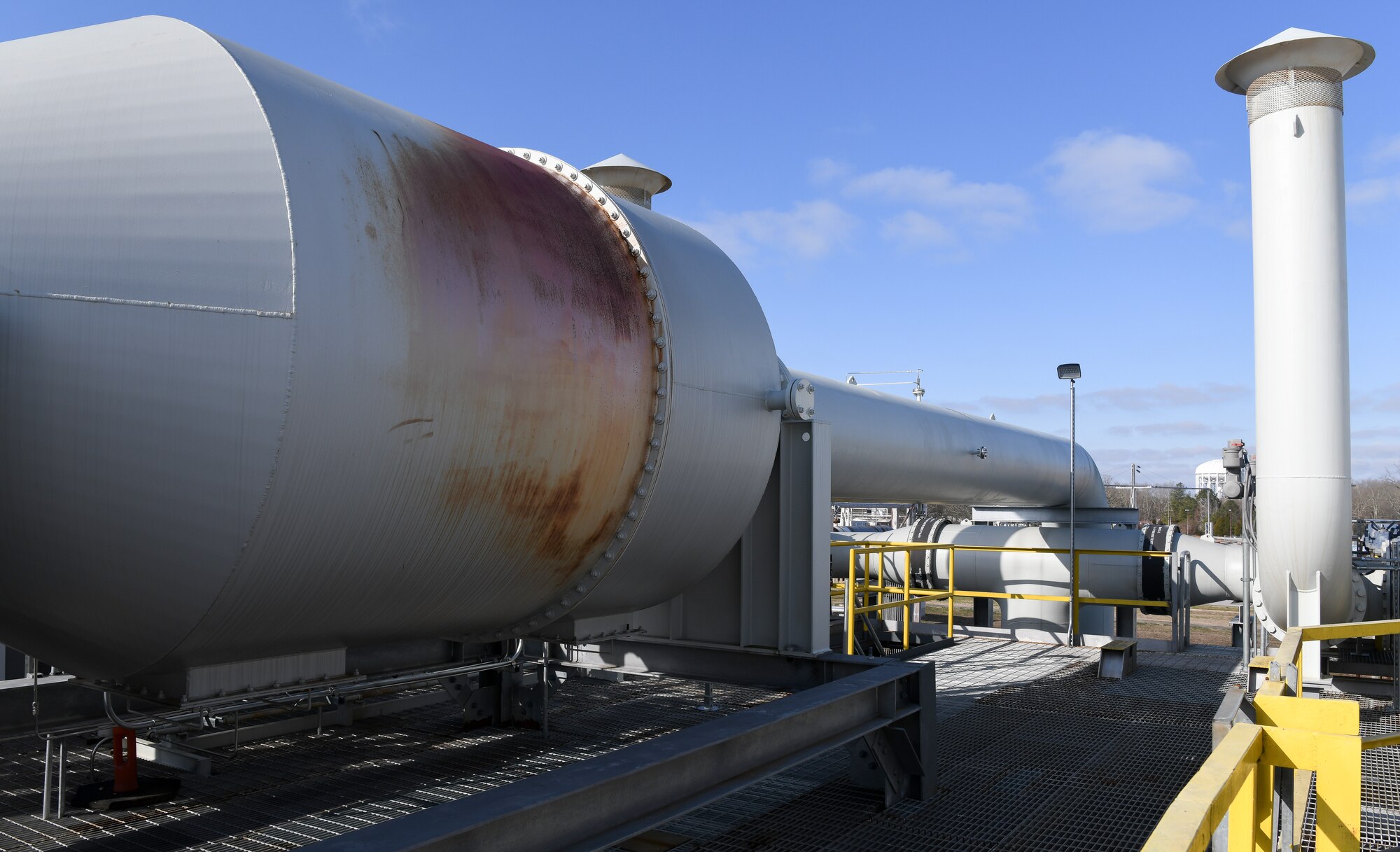 The von Kármán Gas Dynamics Facility drier regenerator, shown here Feb. 14, 2020, was restored and modernized as part of the Service Life Extension Program a few years ago, at Arnold Air Force Base, Tenn. The effort improved the reliability and safety of the system. (U.S. Air Force photo by Jill Pickett)