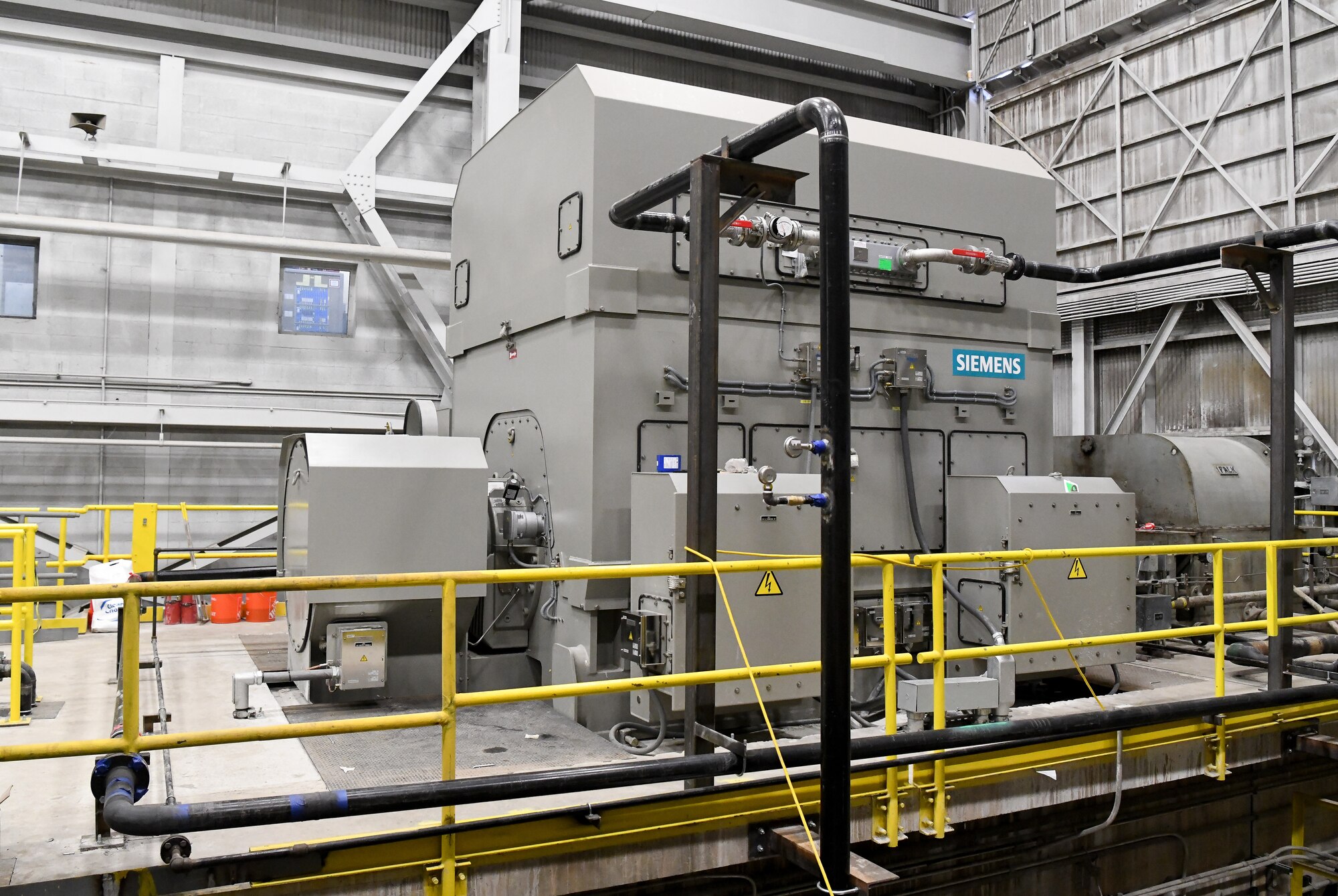 Two new A Plant Exhauster Motors were installed under the Service Life Extension Program, one is seen here Feb. 13, 2020, at Arnold Air Force Base, Tenn. This new motor replaces two old motors. (U.S. Air Force photo by Jill Pickett)