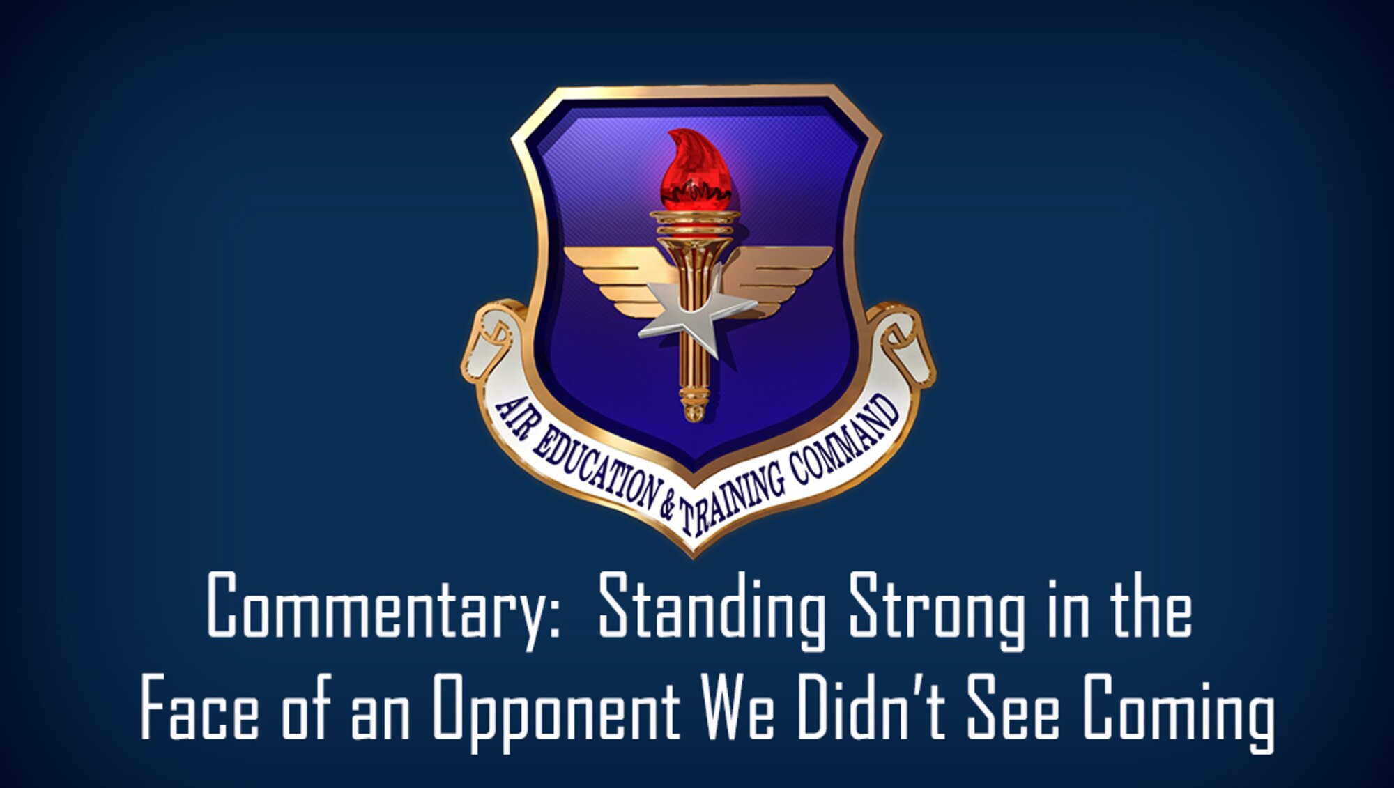 blue graphic with Air Education and Training Command logo
