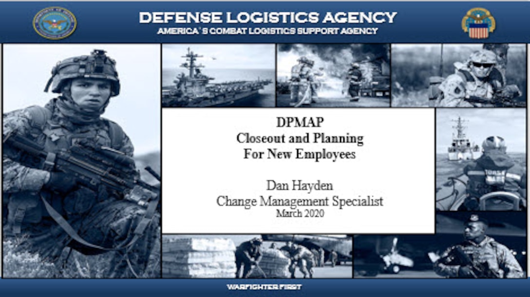 DPMAP Closeout and Planning For New Employees Cover Sheet for virtual presentation on March 18, 2020