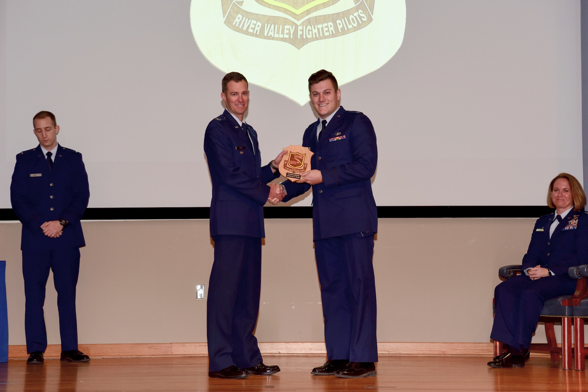 The Red River Valley Association Award was presented for the first time at Laughlin Air Force Base, Texas, to 2nd Lt. Joshua Radjenovich a student pilot in Specialized Undergraduate Pilot Training Class 20-08, Feb. 28, 2020. After a highly competitive 52-week class in SUPT, the instructor pilots voted which of the graduates they would most want as a wingman, flying into battle. (U.S. Air Force photo by Senior Airman Anne McCready)