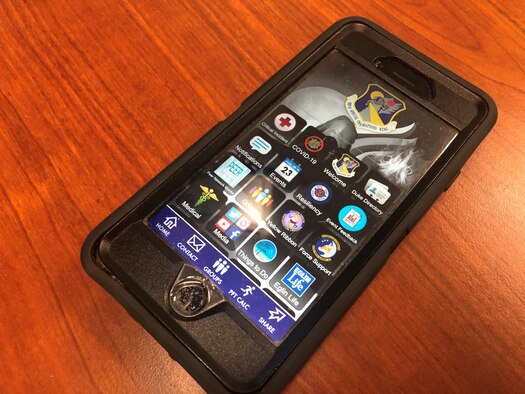 Phone displaying 919th Special Operations Wing App with new Coronavirus button