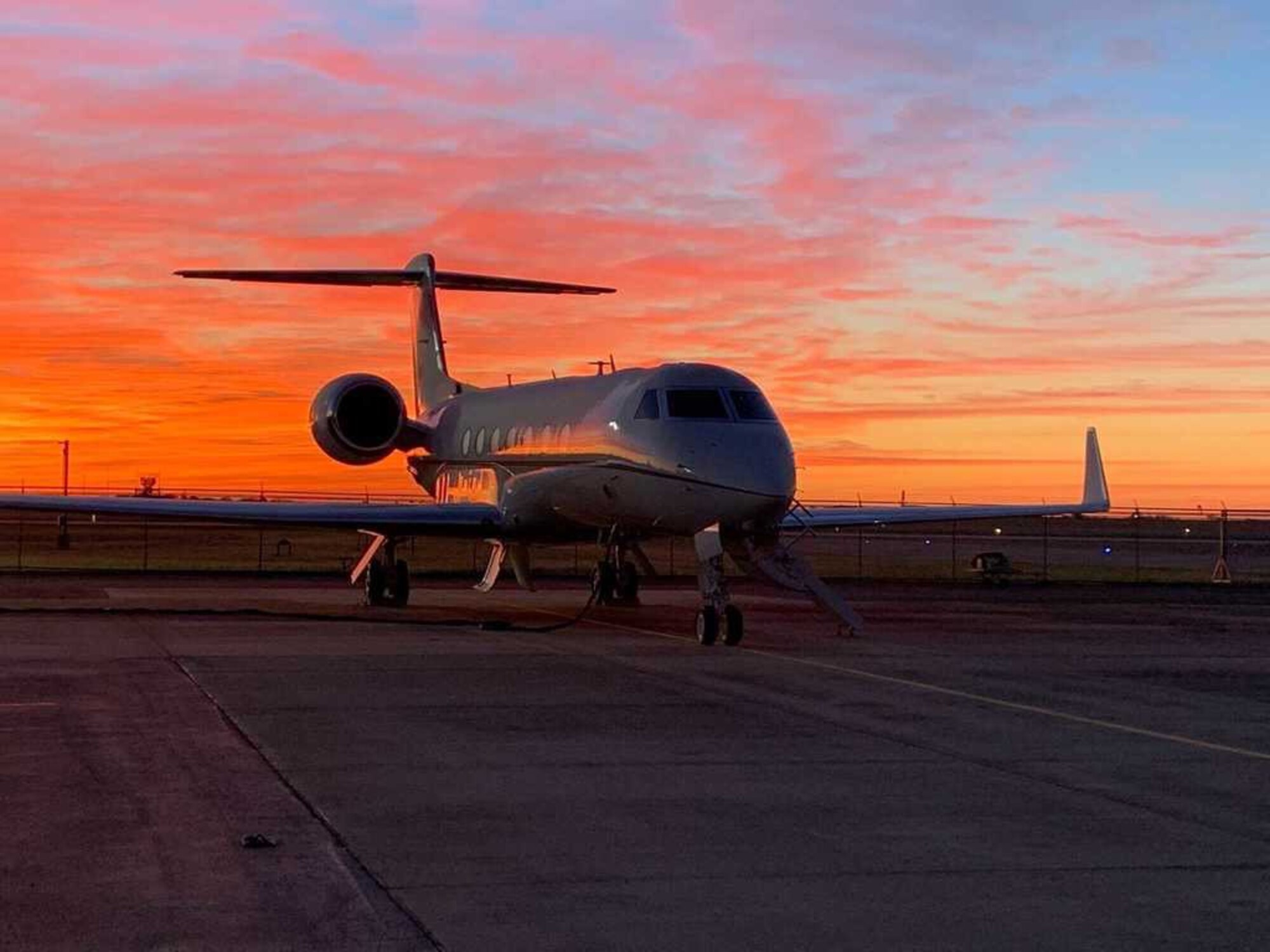 C-37B tail #1947 spends its first night at Joint Base Andrews, Maryland, after the special air mission aircraft was delivered to the 89th Airlift Wing March 25 by AFLCMC's Presidential and Executive Airlift Division.  (courtesy photo)