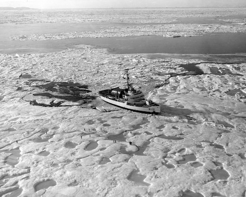 A photo of CGC WESTWIND in Kane Basin, 1966.
