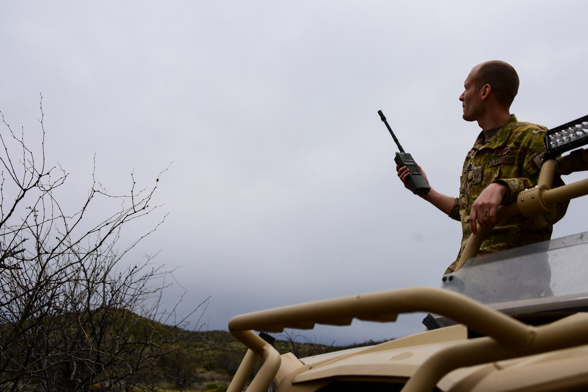 A photo of an Airman acting as an opposing force