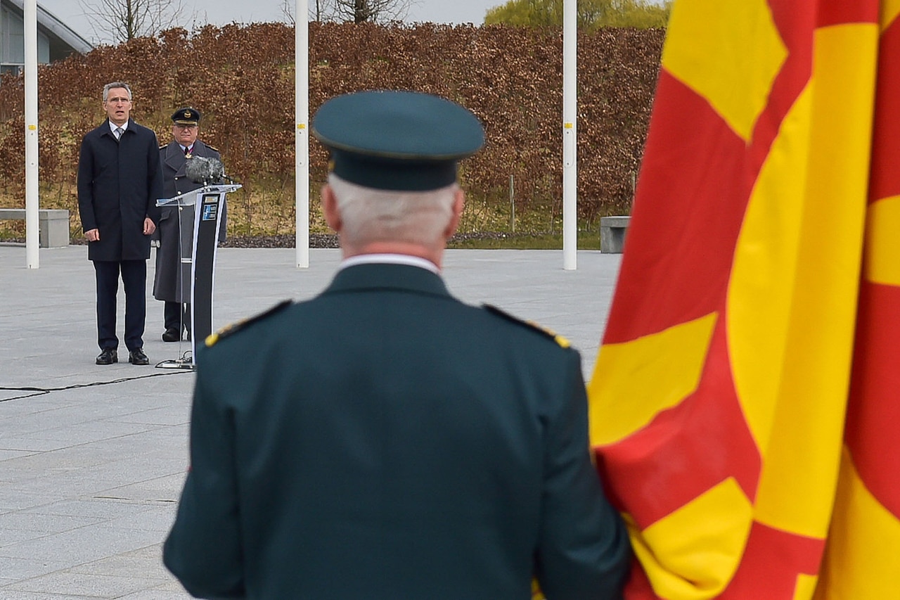 Flag raising at NATO.