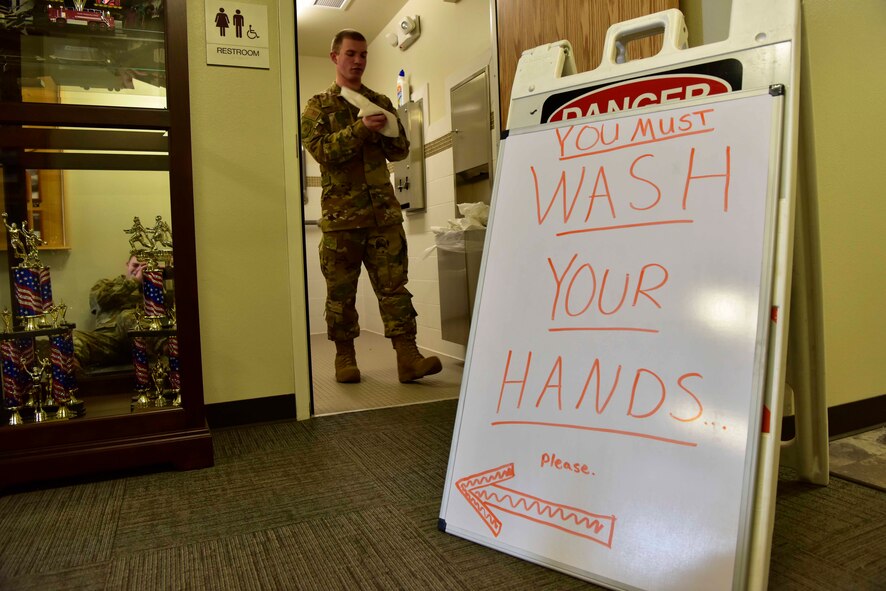The 354th Civil Engineer Squadron fire department emblem on the side of a firetruck on Eielson Air Force Base, Alaska, March 26, 2020. Eielson firefighters respond to different types of calls including fire and medical emergencies, accidents involving hazardous materials and incidents on the flight line. (U.S. Air Force photo by Senior Airman Beaux Hebert)