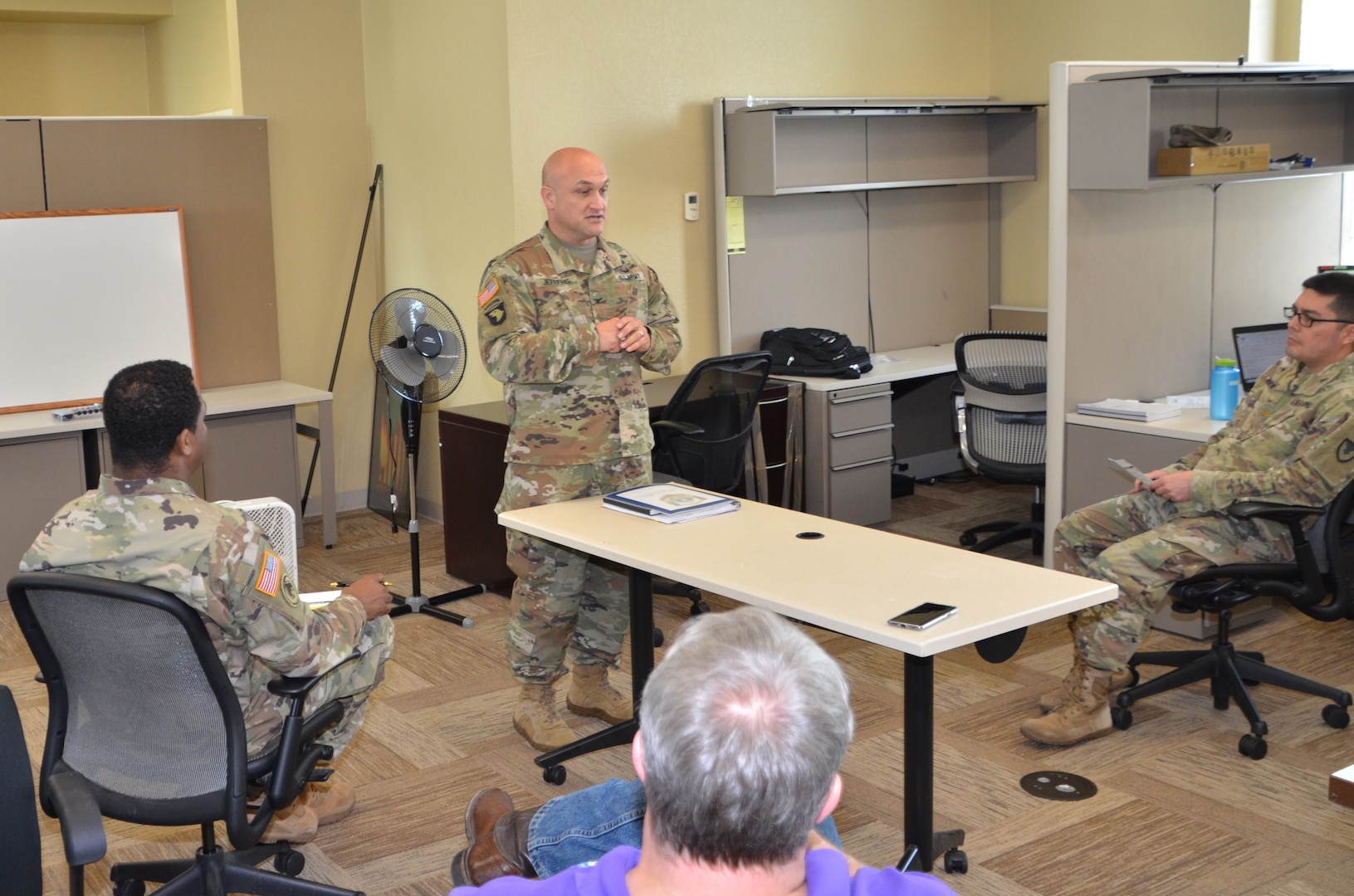 Talking with contracting troops