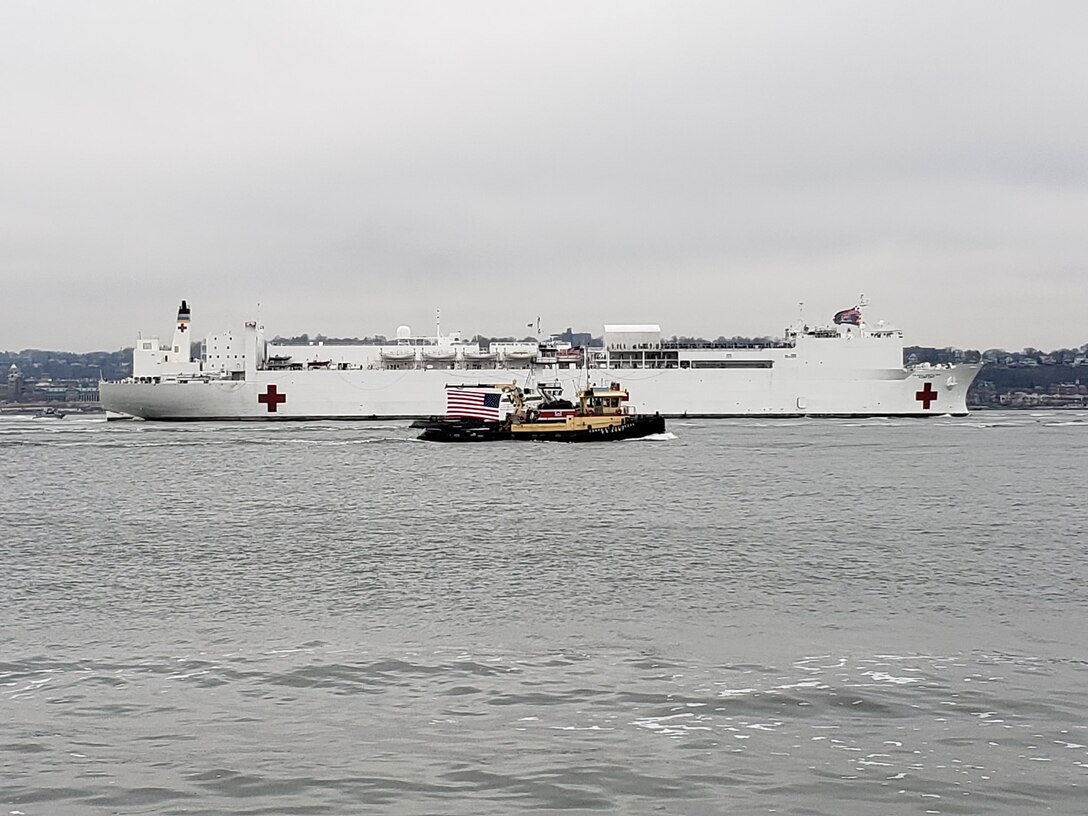 The U.S. Navy's Military Sealift Command hospital ship USNS Comfort (T-AH 20) arrived in New York City March 30th in support of the COVID-19 response efforts.