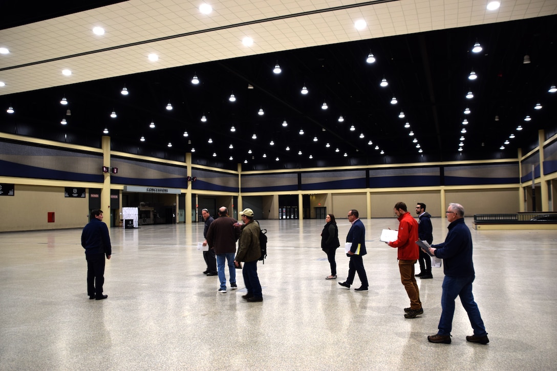 U.S. Army Corps of Engineers, Buffalo District team members assess the Buffalo Convention Center as a potential alternative care facilities, assisting USACE, New York District with assessments across New York State, March 22, 2020.