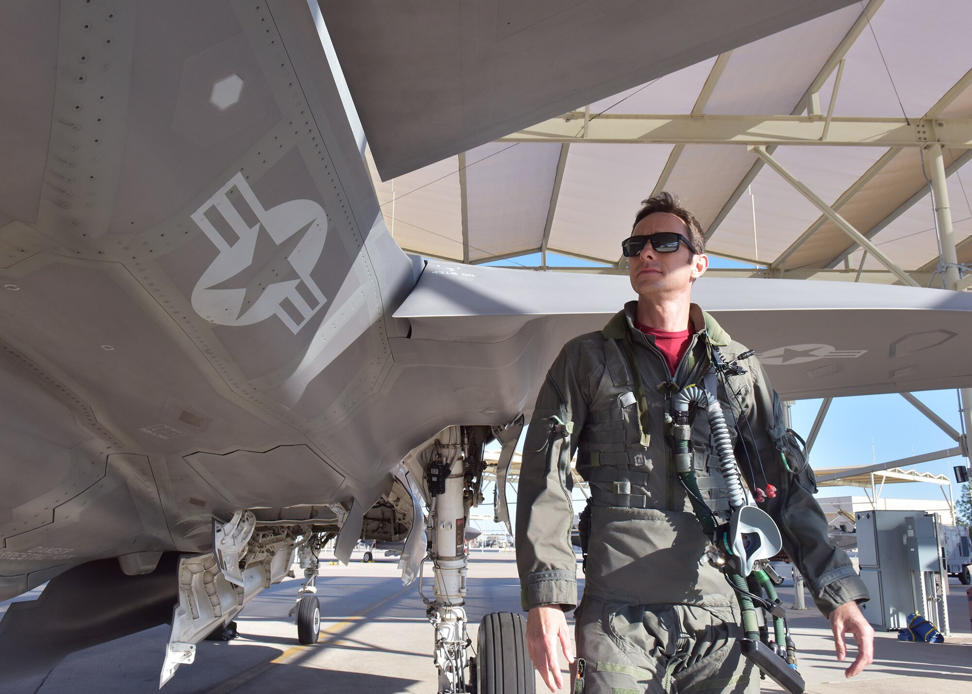 Due to COVID-19 social distancing requirements the 944th Operations Group Detachment 2 employed a creative approach to their recent leadership change by accomplishing an in-air change of command ceremony March 27 at Luke Air Force Base, Arizona.