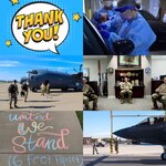 photo collage with airplane, medics, other Airmen