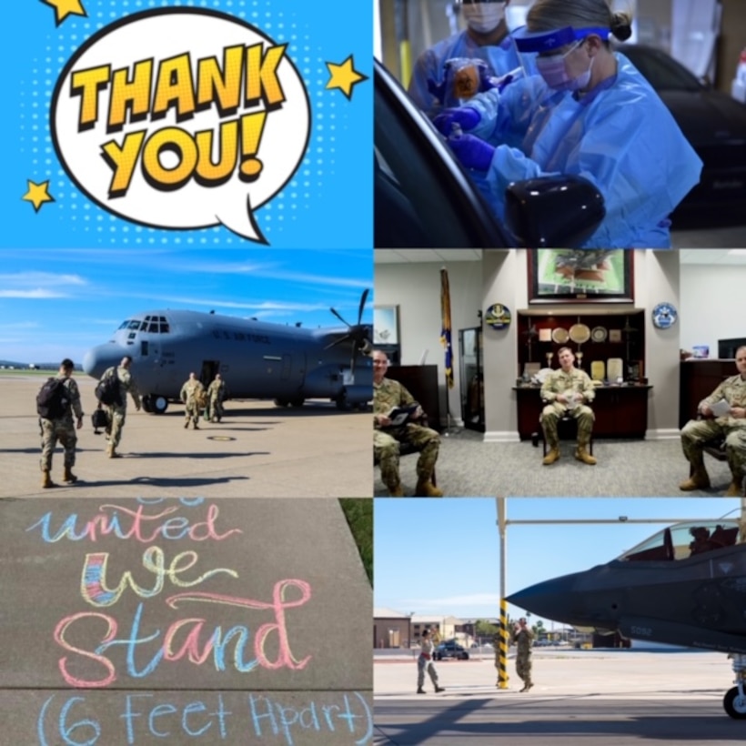 photo collage with airplane, medics, other Airmen