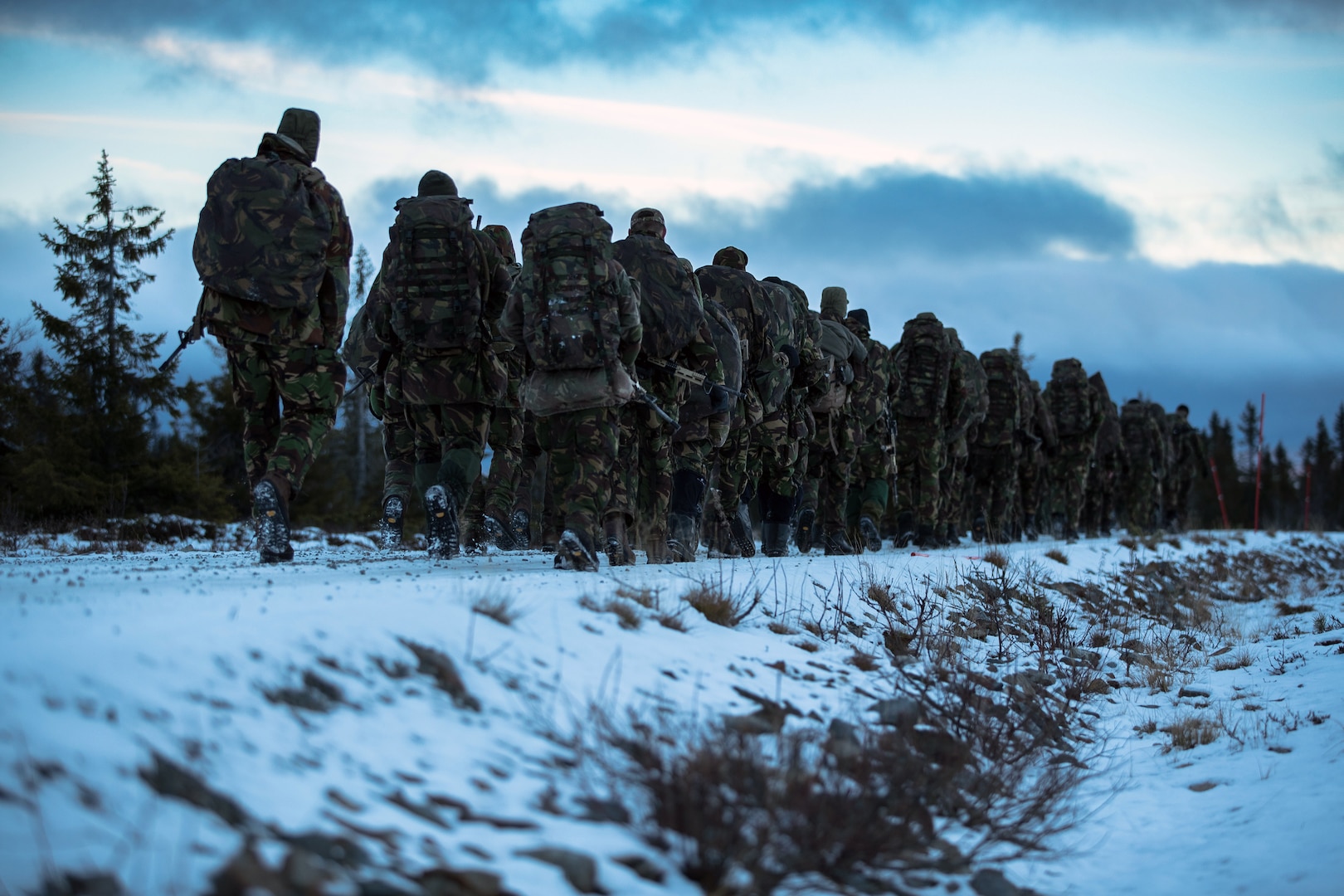 Mechanized infantry battalion 45 Painfbat, Regiment Infanterie Oranje Gelderland, Royal Netherlands army, during cold weather training as part of
NATO’s exercise Trident Juncture 2018, Norway, October 2018 (Courtesy NATO/The Netherlands/Hille Hillinga)