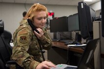 Airman 1st Class Madison Henry, an emergency actions controller assigned to the 628th Air Base Wing Command Post, sends out an AtHoc warning-system alert to the Naval Weapons Station over the Navy’s communications server at Joint Base Charleston, S.C., April 20, 2020. The system alerts personnel across user devices such as computer notifications, emails, phone and text messages based on contact information entered by the users. Henry also notified other emergency response agencies during the alert notification. She played a key part in alerting joint base personnel about the tornadoes that occurred in Charleston, SC, in the early morning of April 13, 2020.