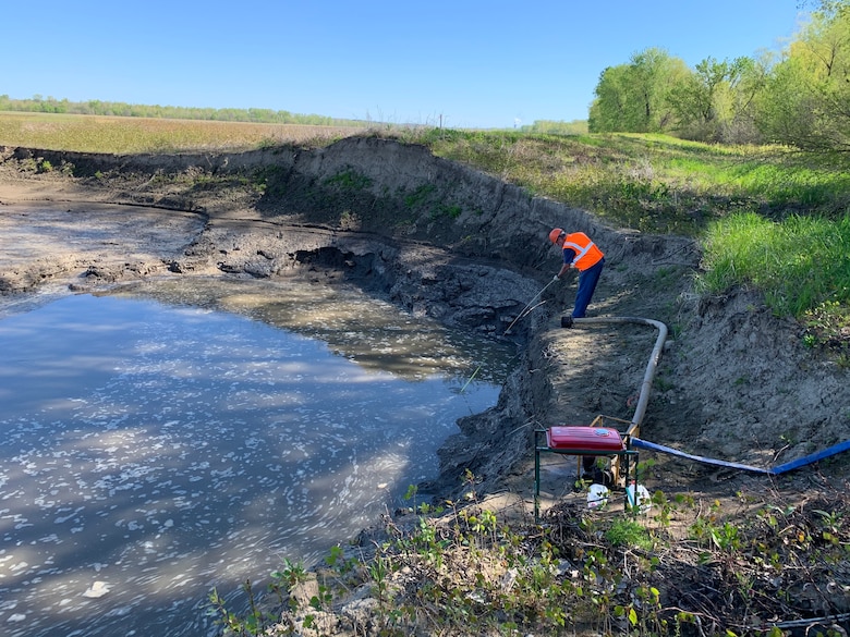 Dogwood Construction began site work to repair Tebbetts Levee in Callaway County, Mo. Dogwood will also be working on Jacobs Levee. Photo taken at Tebbetts Levee April 21, 2020.