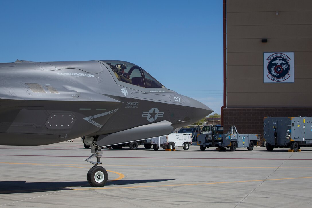U.S. Marines pilots with Marine Fighter Attack Squadron 121 fly new F-35B 's out of Marine Corps Air Station (MCAS) Yuma to be delivered to Forward Deployed Naval Forces, Japan on March 26, 2020.