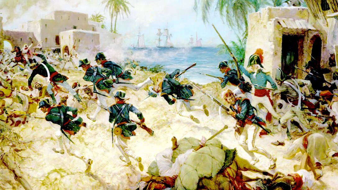 U.S. Marines alongside Turkish, Greek, and Arab Mercenaries, attack the city of Derna. April 27th, 1805.