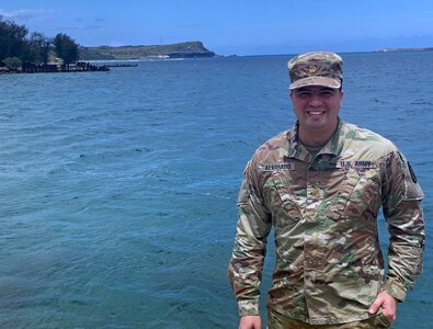 Army Maj. (Dr.) Gadiel Alvarado, an infectious diseases physician from Brooke Army Medical Center at Joint Base San Antonio-Fort Sam Houston, poses for a photo in Guam