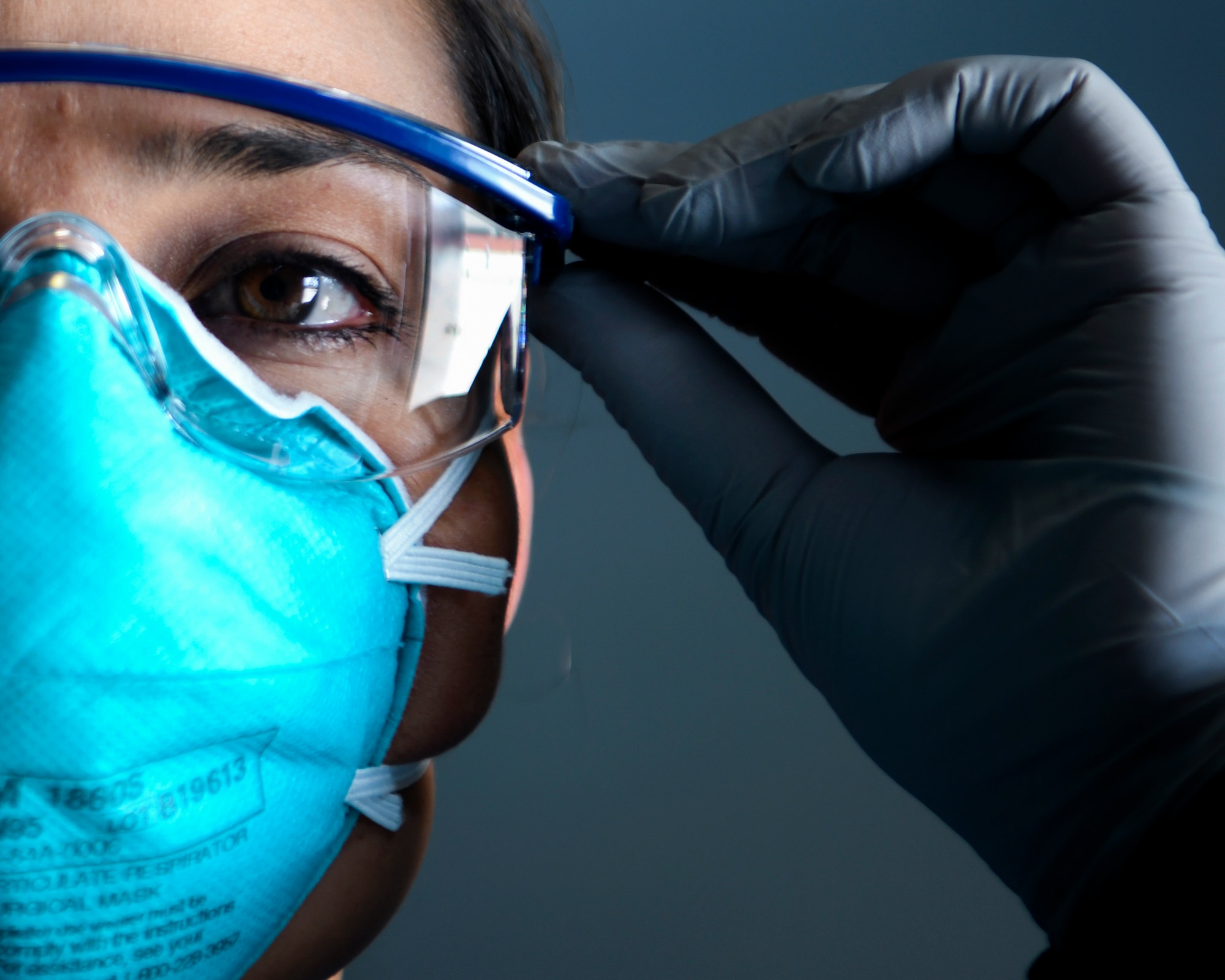 Close up photo of med personnel face