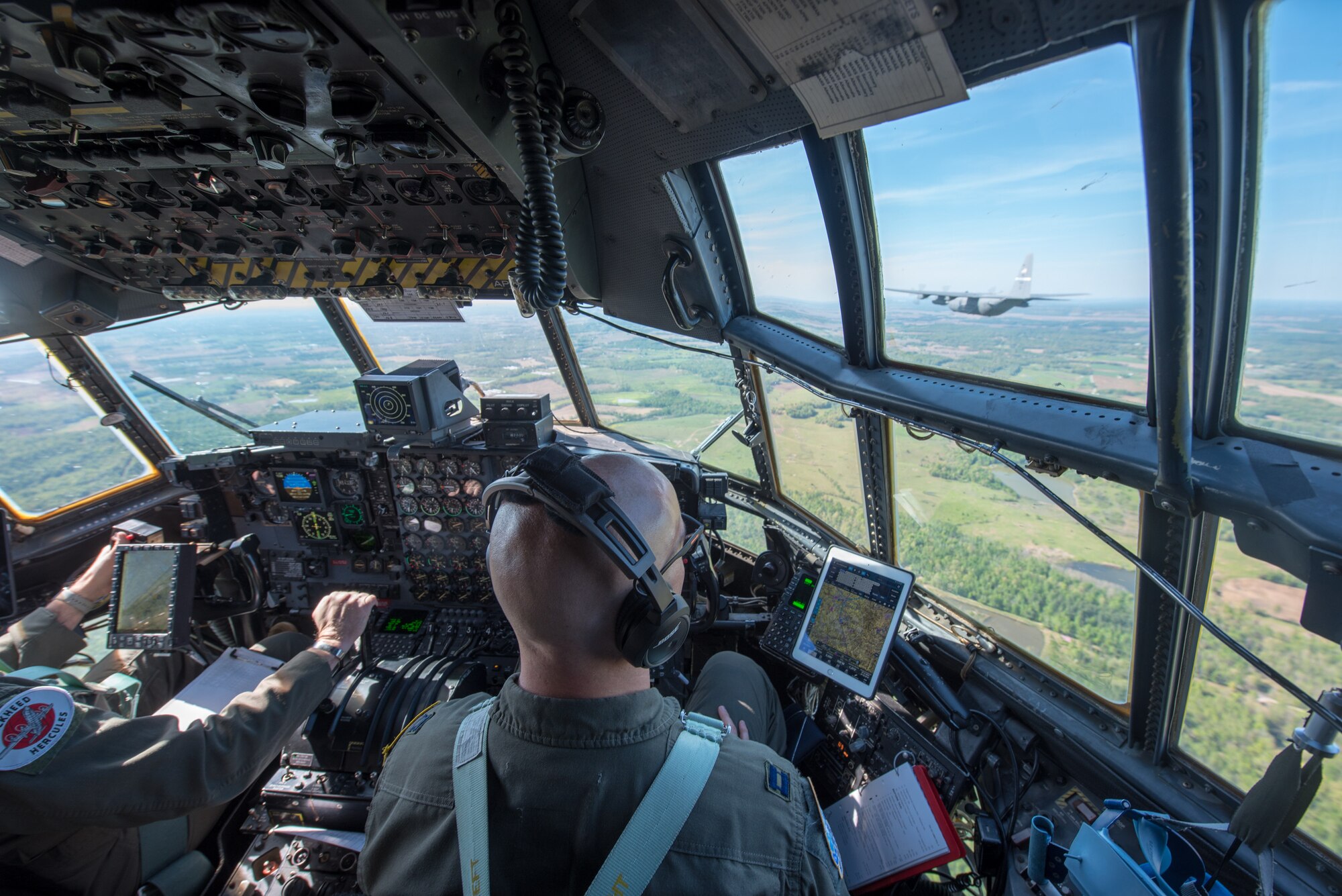 A Kentucky Air National Guard C-130 Hercules flies over the commonwealth of Kentucky as part of Operation American Resolve on Friday, May 1, 2020.  The 123rd Airlift Wing sent two C-130s for the aerial demonstration that is a nationwide salute to all those supporting COVID-19 response efforts. The flyover is intended to lift morale during a time of severe health and economic impacts that have resulted from COVID-19. (U.S. Air National Guard photo by Phil Speck)