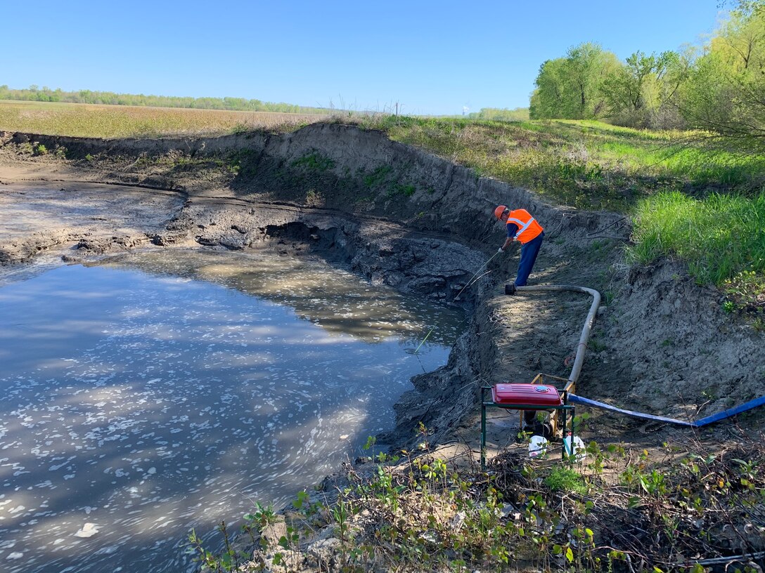 Dogwood Construction began site work to repair Tebbetts Levee in Callaway County, Mo. Dogwood will also be working on Jacobs Levee. Photo taken at Tebbetts Levee April 21, 2020.