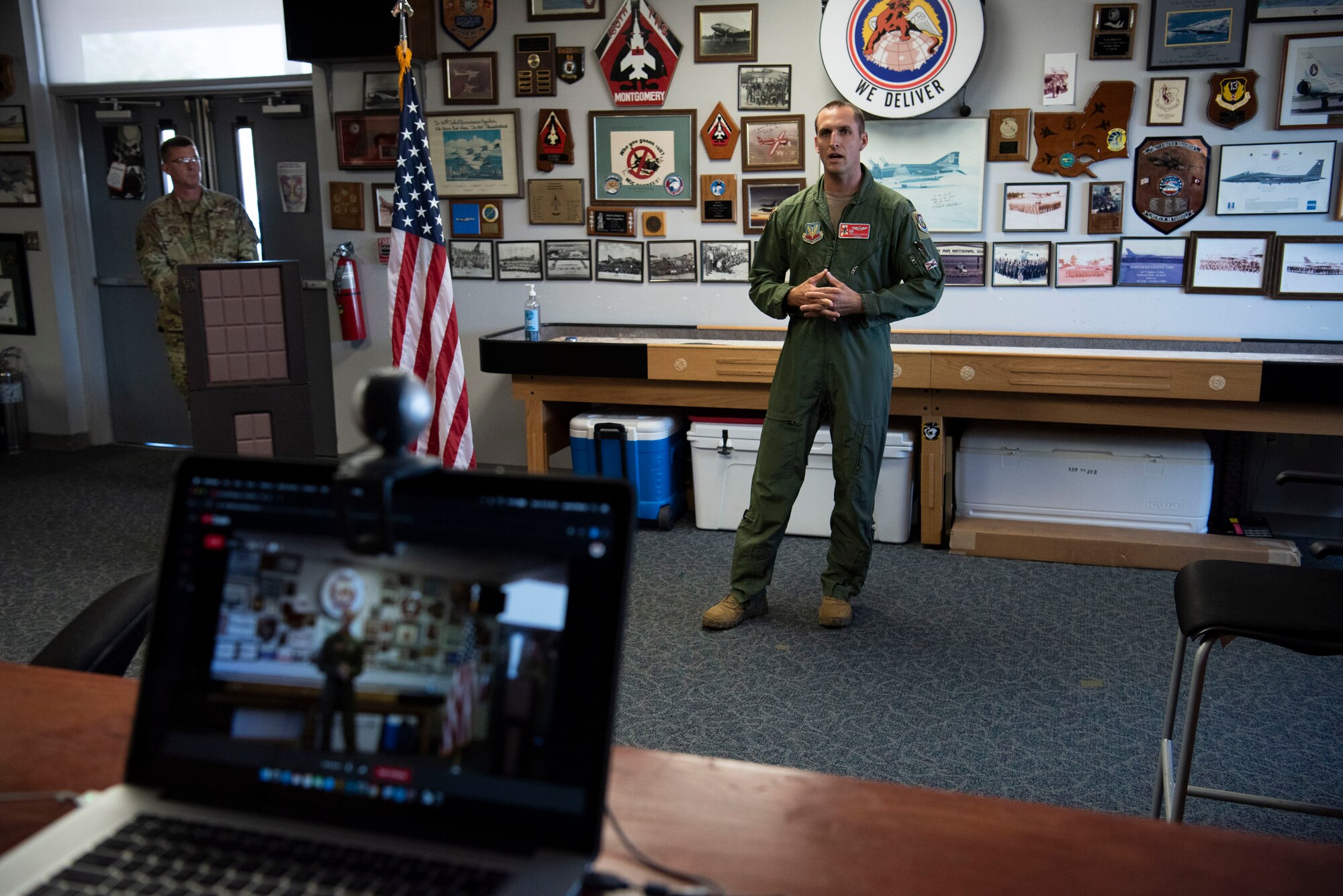 photo of Lt Col Landrum speaking