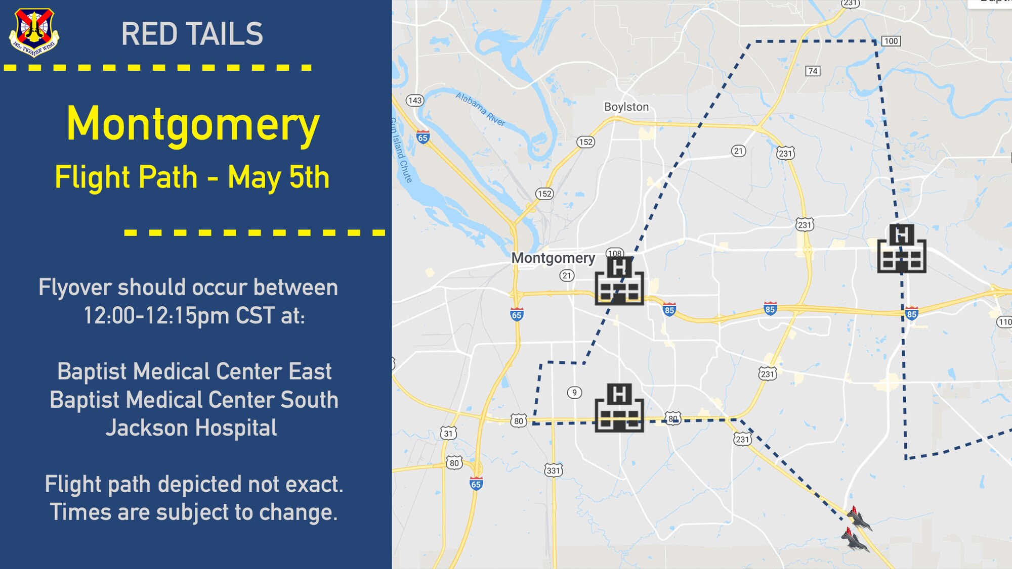 Montgomery Flight path graphic