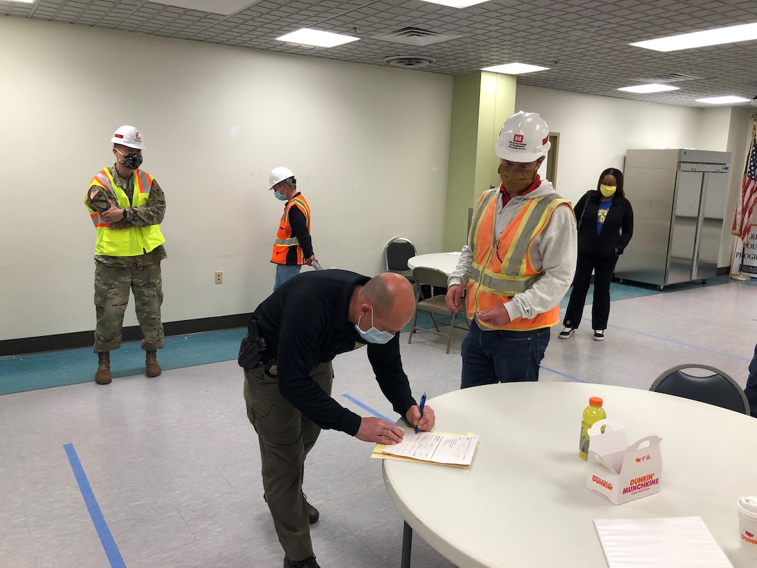 USACE Philadelphia District awarded a contract on April 7 to Cutting Edge Group, LLC to convert currently unused hospital space into a 250-bed facility. Construction began April 9, 2020 and was completed on May 3, 2020. The mission was part of a federal, state, and local response to the COVID-19 Pandemic.