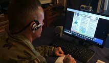 Lt. Gen. Daniel L. Karbler, commanding general, U.S. Army Space and Missile Defense Command, digitally attends the U.S. Military Academy's annual Projects Day April 30 watching cadet presentations from the department of Physics and Nuclear Engineering. (Courtesy Photo)