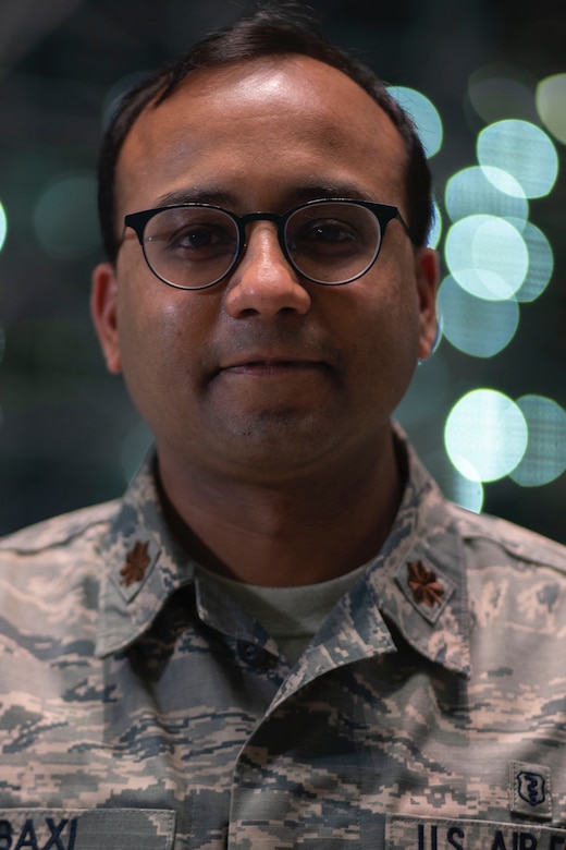 Dr. (Maj.) Sanjiv Baxi, 349th Medical Group doctor, poses for a photo  in New York City April 28, 2020. Baxi volunteered to help fight COVID19 when Air Force Reserve Command was looking for Citizen Airmen to support the DoD initiative with FEMA. Baxi also teaches epidemiology at University of California San Francisco. (U.S. Air Force courtesy photo)