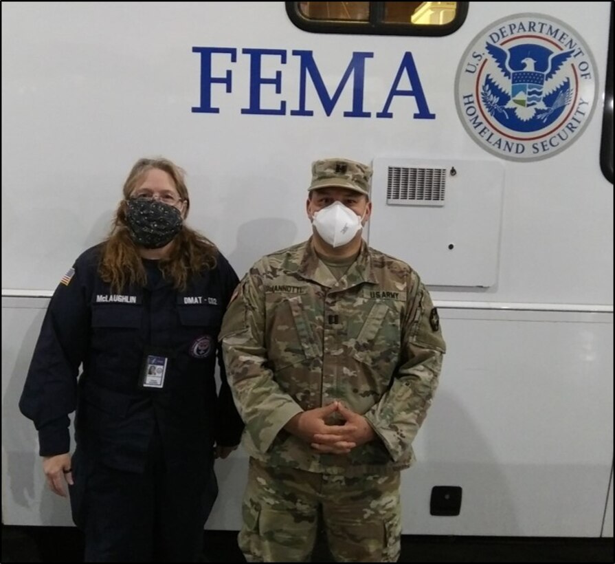 Nurse Practitioner McLaughlin, HHS Disaster Medical Assistance Team and Clinical Social Worker, Capt. Albert Iannotti, with UAMTF 804-1 have been supporting the whole of government support effort in New York City since mid April.