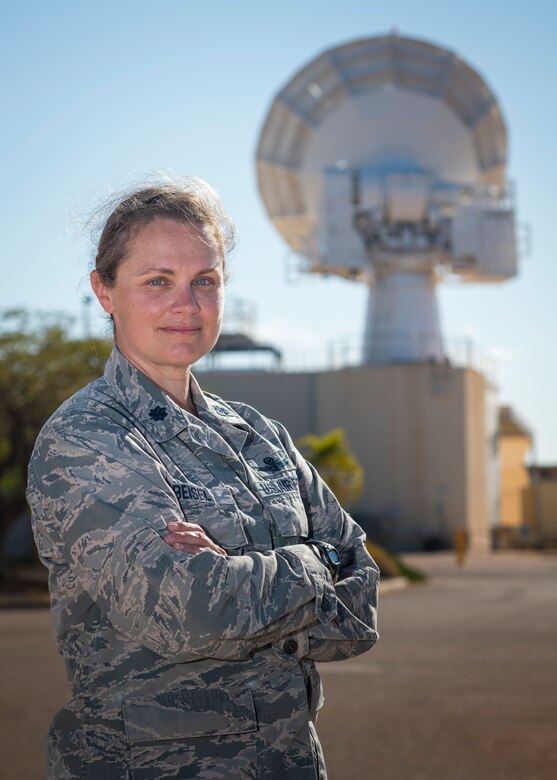U.S. Air Force Lt. Col. Jennifer Beisel, space liaison officer, 21st Operations Group, 21st Space Wing, works alongside Royal Australian Air Force to monitor and operate a U.S.-owned C-Band space surveillance radar system at NCS Harold E. Holt, near Exmouth, Australia. Strategically located to cover both the southern and eastern hemisphere, the C-Band radar provides tracking and identification of space assets and debris for the U.S. space surveillance network.  (U.S. Navy photo by Mass Communication Specialist 2nd Class Jeanette Mullinax)