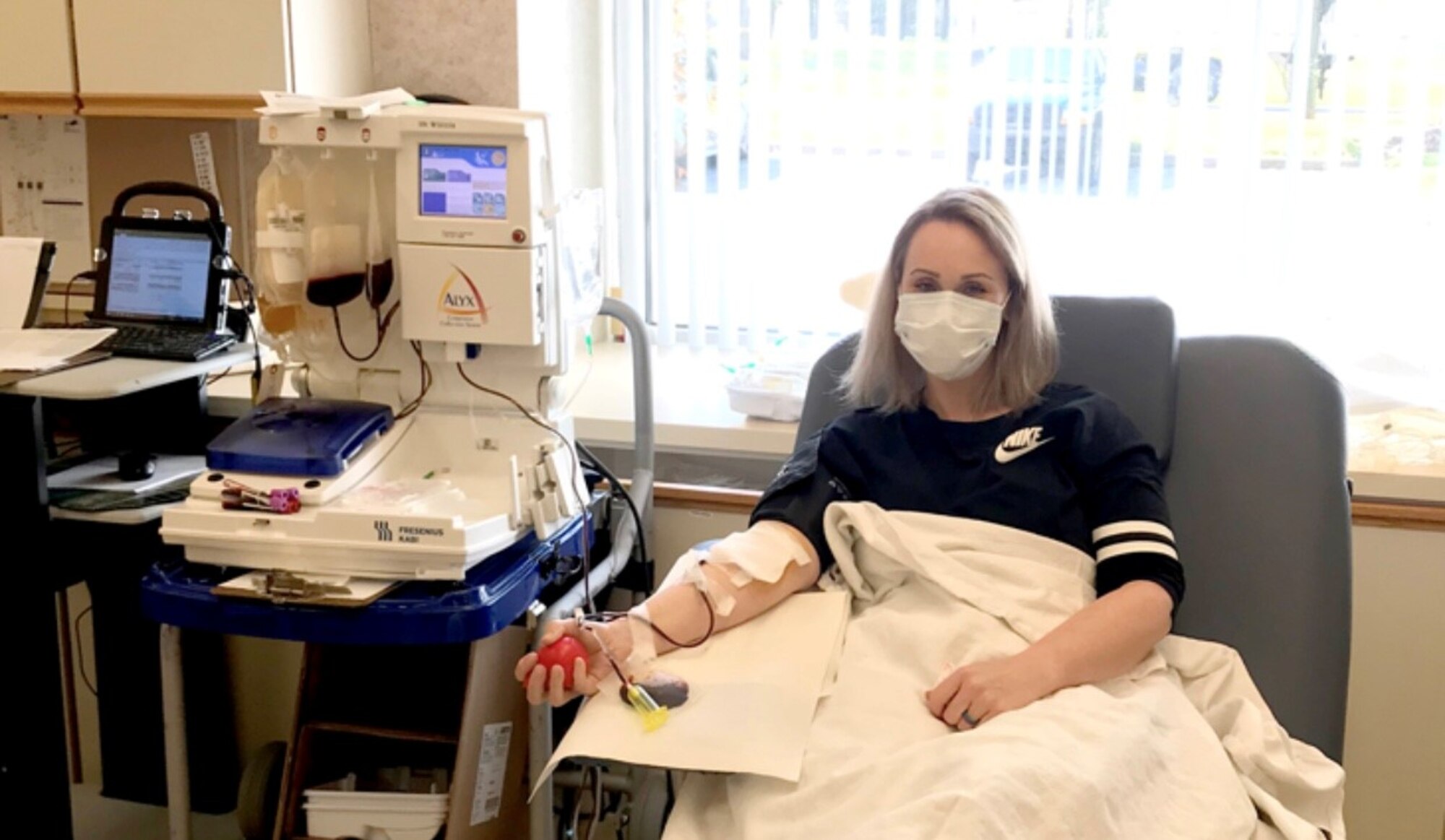 Lindsey Locke donates plasms at Bayhealth Medical Center in Dover, De. Bayhealth is using plasma from recovered coronavirus (COVID-19) patients to treat those who are severely ill with the virus. (Courtesy photo)